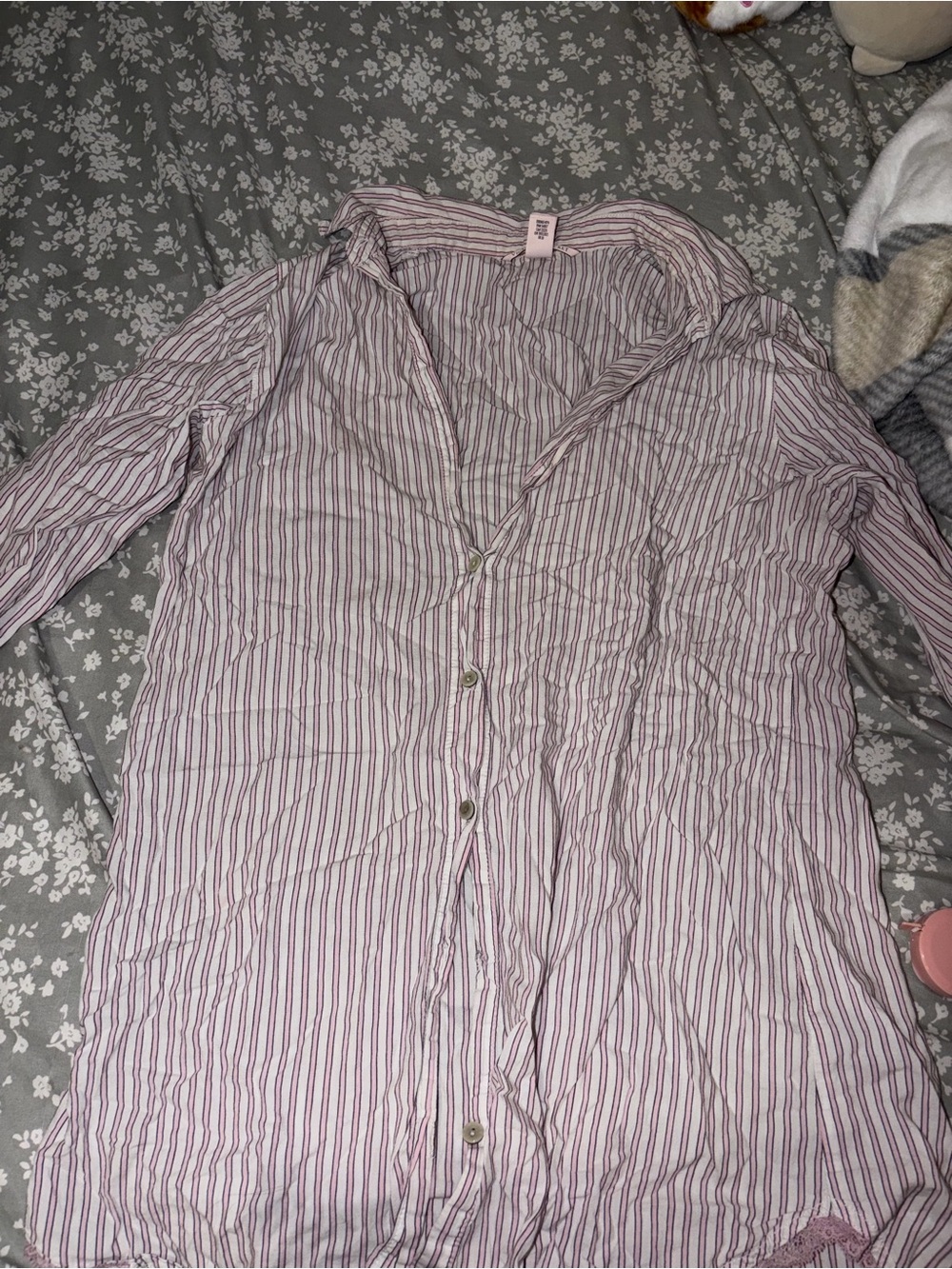 Victoria's Secret Pink and White Striped Button-Down Shirt